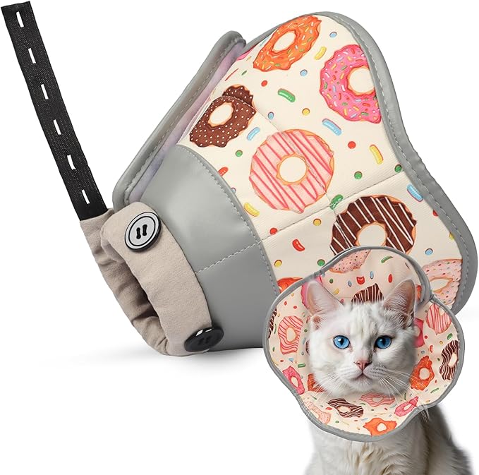 Cat Cone Collar Soft for Wound Healing, Foldable Neck Recovery Cone Anti Licking, Small Adjustable Surgery Cat Head Cone Alternative for Kittens(Size: L)-PawvioPets