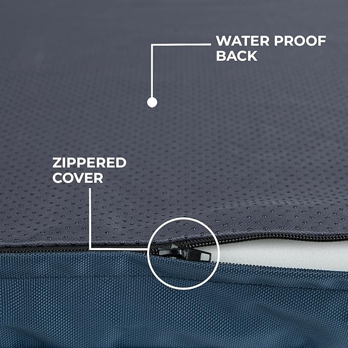 Best Pet Supplies Cute Dog Crate Mat Flat Bed with Waterproof Exterior, Thick Orthopedic Egg Foam Mattress, and Soft Sherpa Fleece Cover for Small, Medium, and Large Breeds - Blue, 41X29X4-PawvioPets