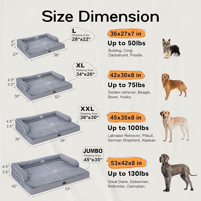 Extra Large Dog Bed Orthopedic Waterproof: Memory Foam Dog Bed for XL XLarge Extra Big Dogs - Couch Sofa - Washable with Removable Cover-PawvioPets