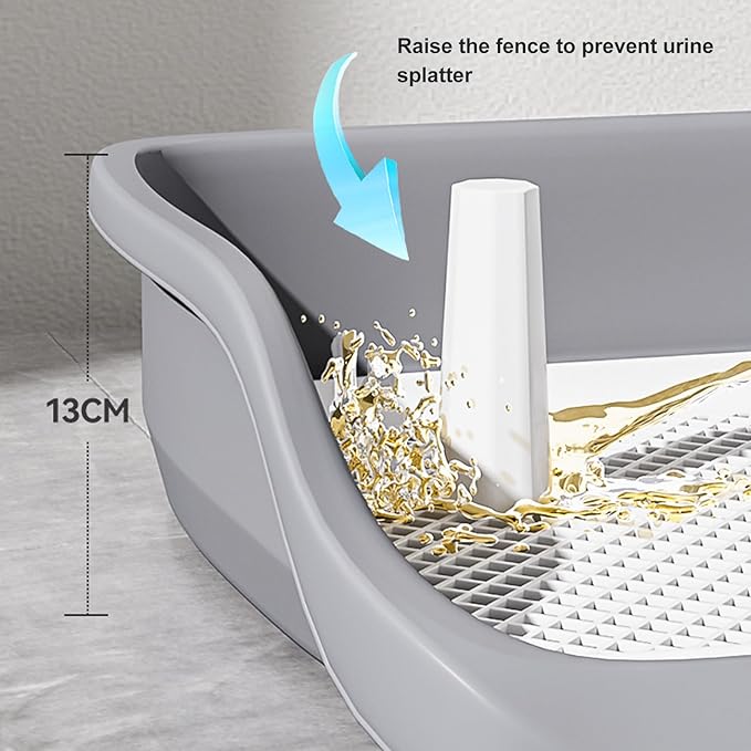 Fabater Dog Potty Toilet Training Tray, Portable Multifunctional Mesh Puppy Training Toilet Pad Holder with Bafflel for Small Dogs Puppies (Gray)-PawvioPets