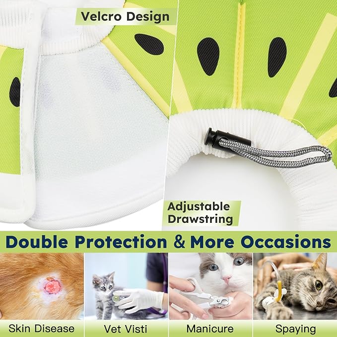 Cat Cone Collar Soft, Waterproof Cat Recovery Collar After Surgery, Adjustable Pet Donut Collar, Safety Elizabethan Collar to Prevent Licking Wounds for Kittens, Pet Cone Alternative-PawvioPets