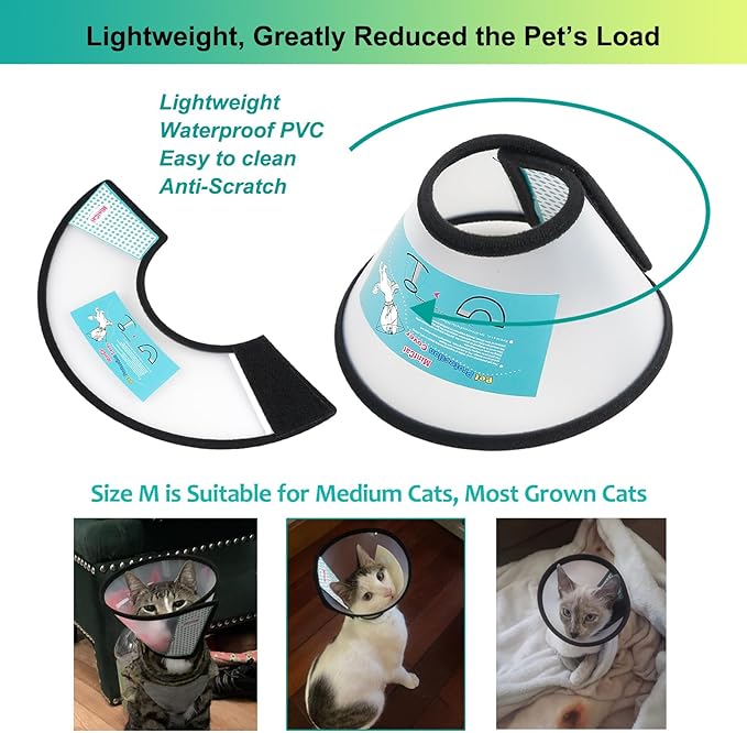 Cat Cone, Adjustable Recovery Pet Cone Elizabethan Collar for Cats Rabbit, 8.1 Inches Cat Cone Collar Soft, Protective Cat Cones to Stop Licking, Lightweight Practical Kitten Cone-PawvioPets