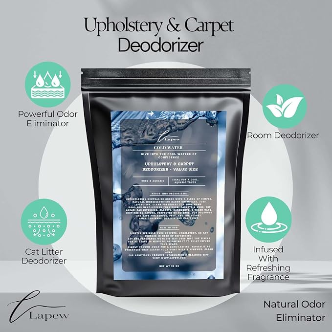 Cold Water Carpet Freshener Powder Refill 36 oz | Powerful Odor Eliminator for Home | Upholstery Deodorizer | Carpet Deodorizer | Pet Urine | Cat Litter Box | Cool Water Fragrance-PawvioPets