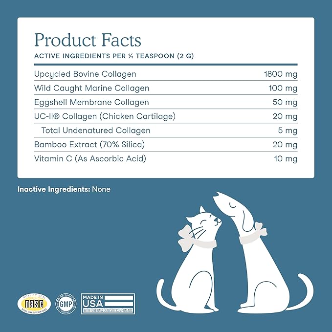 Fera Pets Cat & Dog Collagen Powder - Bone, Gut, Joint and Skin Supplement - 5 Types of Collagen + Clinically Studied UC-II® - 4.23 oz-PawvioPets