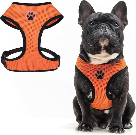 BINGPET No Pull Dog Harness, Soft Mesh Breathable All Weather Vest, Safety Protection Design, Durable Adjustable Step-in Easy Walk Dog Harness for Large Dogs (Orange, L)-PawvioPets