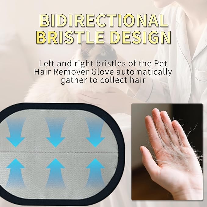 3 Pcs Pet Hair Removal Glove, Electrostatic Pet Hair Removal Gloves, Reusable Cat and Dog Hair Remover, for Couch, Carpet, Furniture, Car, Bedding, Cat Grooming Gloves-PawvioPets