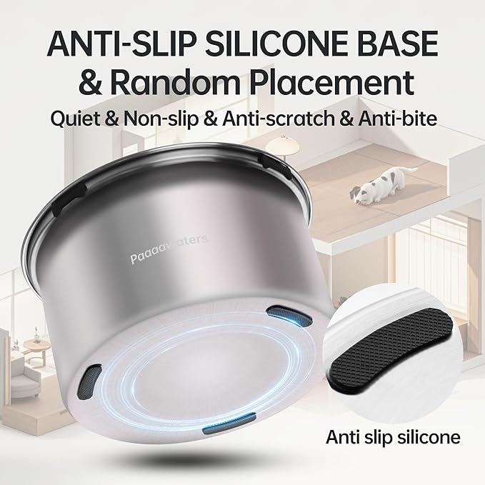 5.6L/190oz Large Dog Water Bowl No Spill, No Drip Dog Water Dispenser with Floating Disk, Stainless Steel Slow Drinking Bowl for Small Medium & Large Dogs-PawvioPets