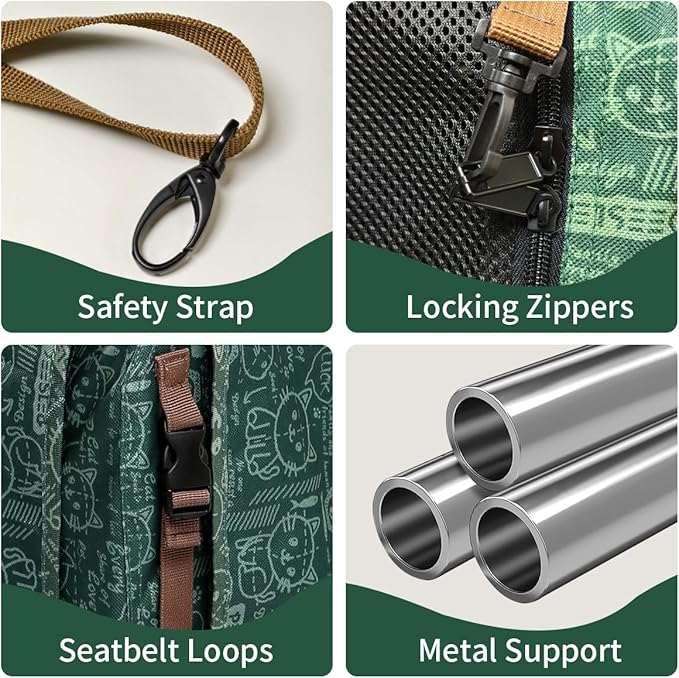 Extra Large Cat Carrier Soft Sided, Portable Small Dog Carrier for 2 Cats, 24"x16.5"x16" Car Travel Folding Comfortable Design, Green-PawvioPets