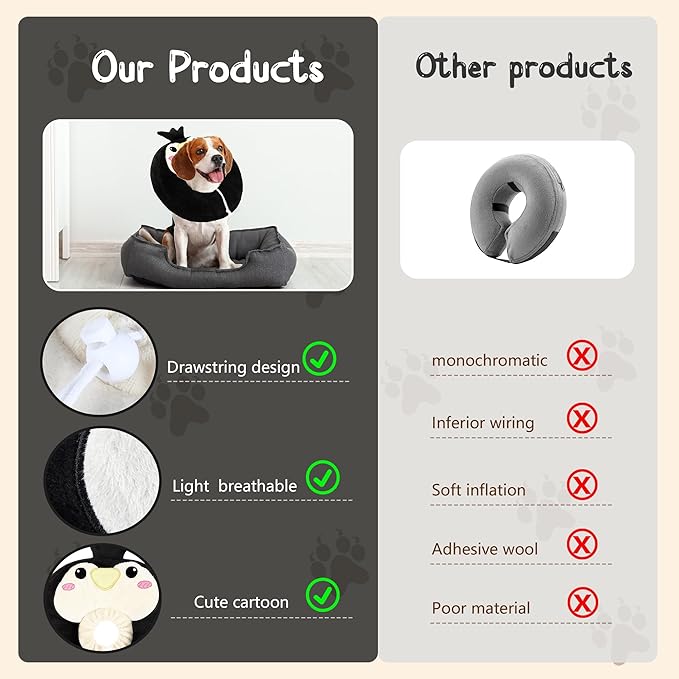 Adjustable cat Cone Collar Soft to Stop Licking After Surgery for Kitten, Alternative to Cone of Shame cat, Donut Cone for Cats, pet Elizabethan Collar (Penguin, Medium)-PawvioPets
