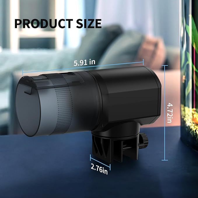 Automatic Fish Feeder for Aquarium: Rechargeable Fish Feeder Dispenser,Moisture-Proof & 200ML Large Capacity Betta Turtle Vacation Feeder,Auto Fish Food Dispenser Timer for Weekends/Business-PawvioPets