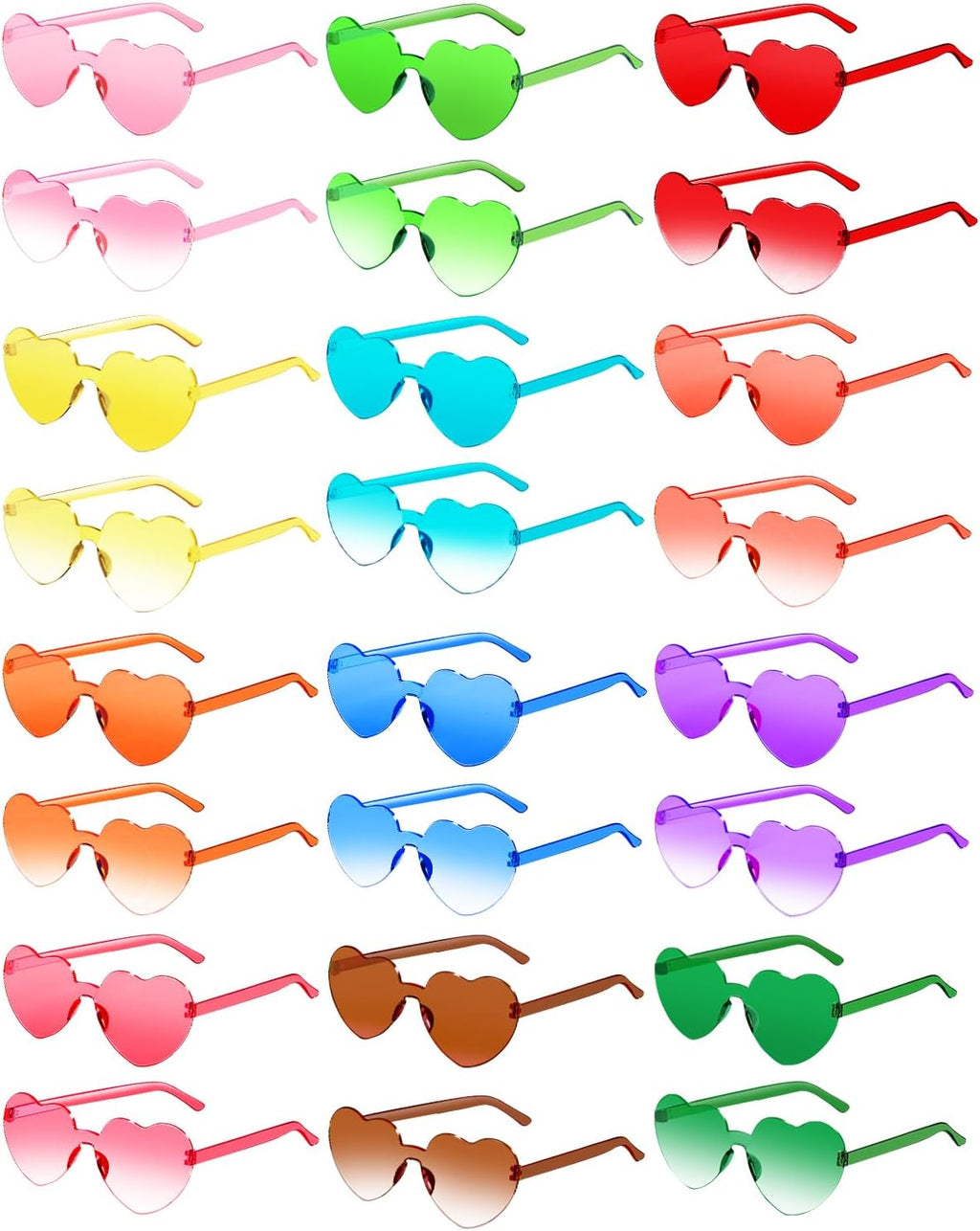 12 Pairs Heart Shaped Sunglasses for Women Colorful Glasses Fun Trendy Transparent Heart Sunglasses Party Favor (multicolor)