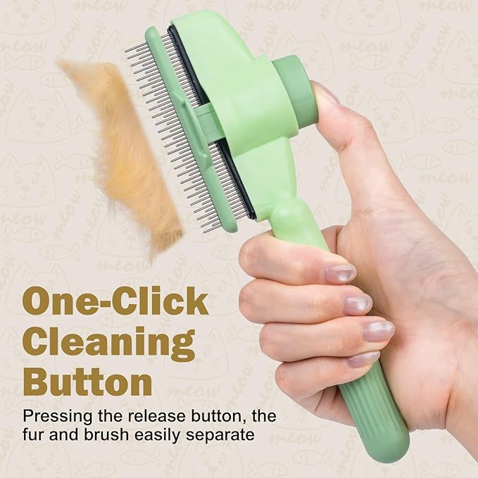 Cat Comb Dog Comb Pet Hair Removal Tool 6 Pack, Flea Combs for Cats and Dog, Grooming Brush with One-Click Self-Cleaning, Pet Grooming Supplies for Cats & Dogs-PawvioPets