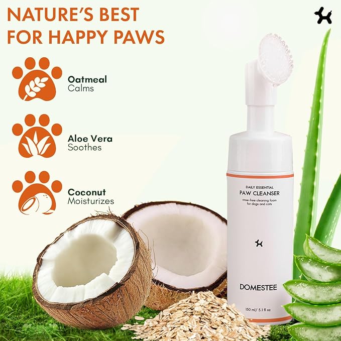 Dog Paw Cleaner | Gentle & PH-Balanced | Dog Paw Wash for All Breeds | Nourishing Formula with Aloe Vera | Portable & Easy-to-Use | Paw Cleaning Foam with Silicone Brush - 5.1 Fl Oz-PawvioPets