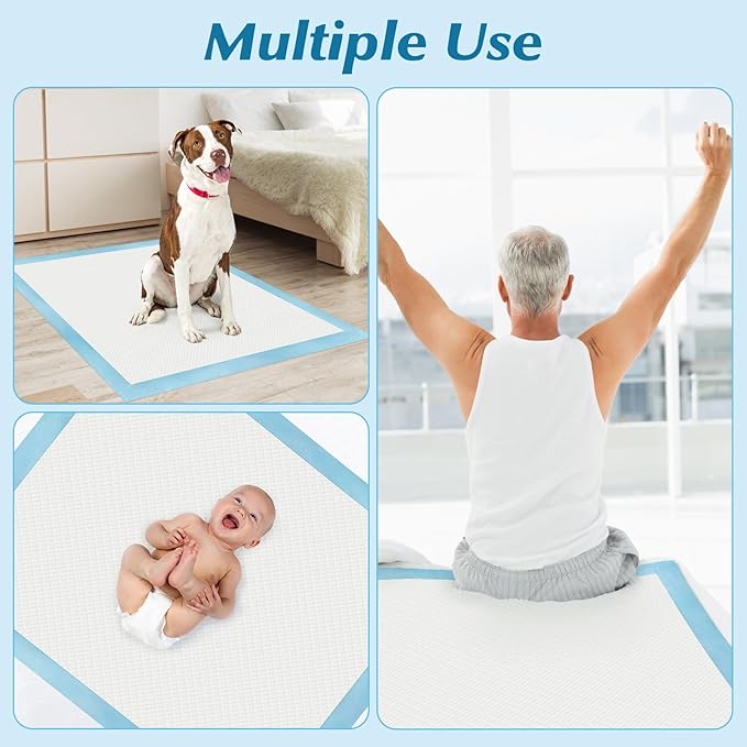 50 Count 30” x 36” Super Absorbency Disposable Underpads, Leakproof Quick Drying, Baby Puppy & Adults Bed Pads Disposable Adults, Dog Pee Pads Extra Large, XXL Incontinence Pads-PawvioPets
