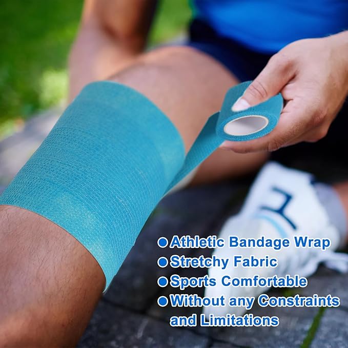 24 Pack Self Adhesive Bandage Wrap 2 Inch, Cohesive Medical Tape for Sports, Elastic Vet Wrap for Athletic, Ankle, Wrist Sprains, Pet First Aid-PawvioPets