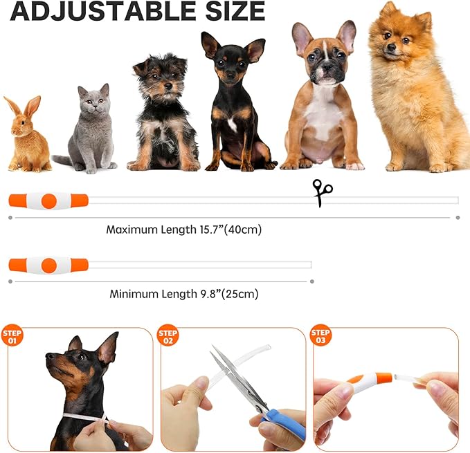 BSEEN Light Up Dog Collar - Rainproof LED Dog Collar Rechargeable - TPU Cuttable Glowing Pet Collar for Small Puppies& Cats, Safety Dog Lights for Night Walking& Camping (XS- Orange 40cm)-PawvioPets