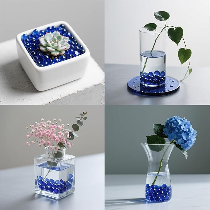 2.16LB Glass Beads Vase Filler Aquarium Gravel Decor Flat Glass Marbles Gems Pebbles Fish Tank Rocks Home Decorative Art Craft - Cobalt Blue-PawvioPets