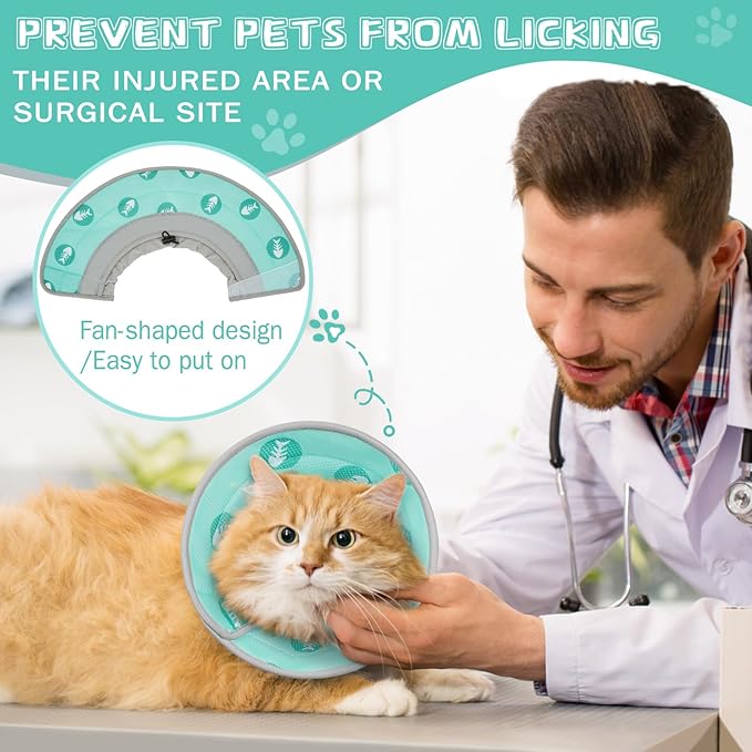 Cat Cone Collar Soft to Stop Licking After Surgery Cat Recovery Collar for Small Large Cats Adjustable Elizabethan Collar-PawvioPets