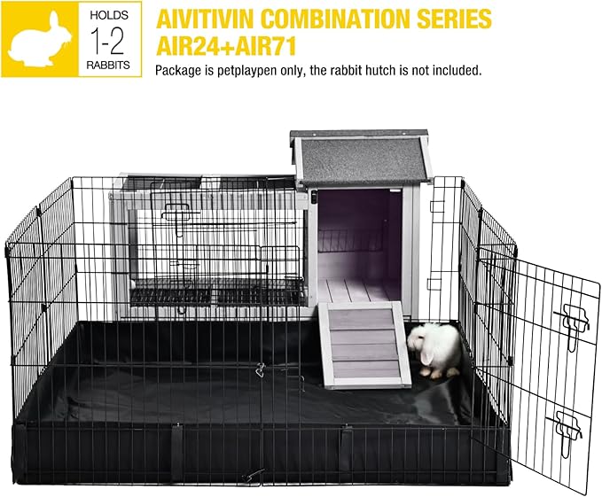 Aivituvin Rabbit Pen Indoor Bunny Pet Playpen Large Guinea Pig Outdoor Exercise Run Pet Enclosure-Playpen ONLY-PawvioPets