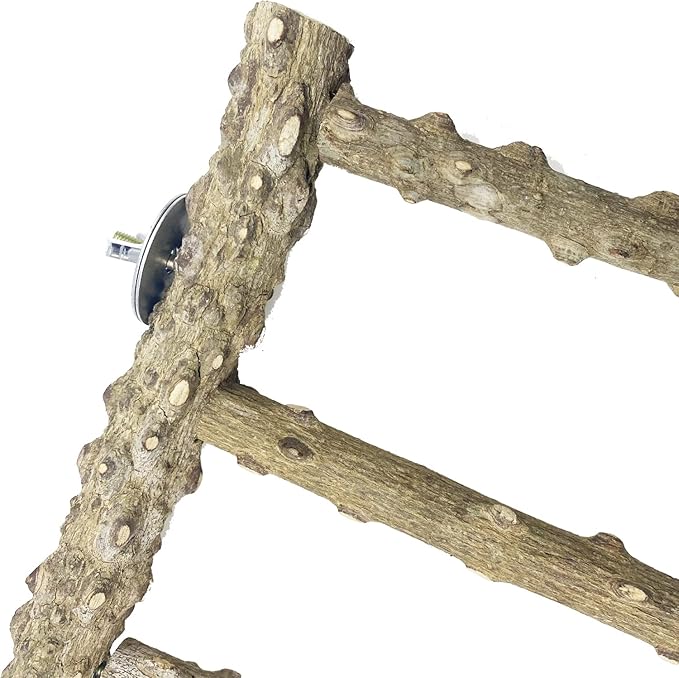 Allazone 3 PCS Nature Wood Bird Ladder Perch Nature Wood Stand Parrot Chew Toy Cage Hanging Pet Cage Bird Climbing Step Ladders for Small Animal-PawvioPets