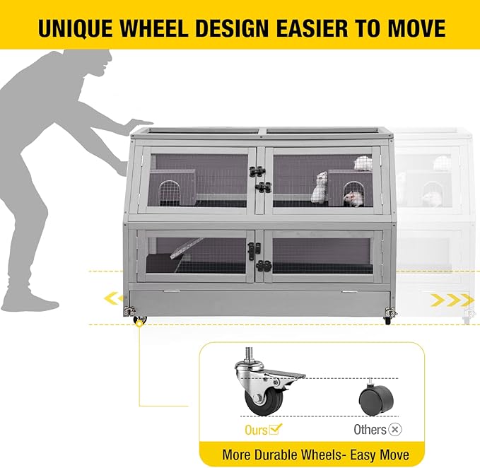 Aivituvin Guinea Pig Cage Chew Proof Hamster Cage Metal Frame Rat House Small Animal Habitat Critter Nation Cage 2 Levels Double Use Movable-PawvioPets