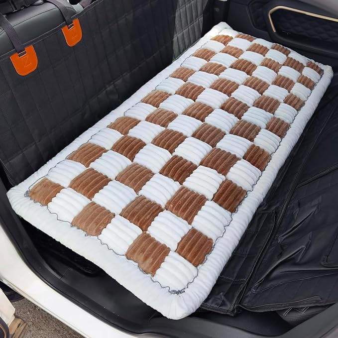 Dog Bed Mat for Car Back Seat Extenders, Washable Non-Slip Travel Cover for Back Seat - 24.8"x54", Brown-PawvioPets