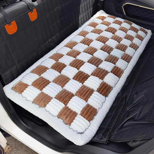 Dog Bed Mat for Car Back Seat Extenders, Washable Non-Slip Travel Cover for Back Seat - 24.8"x54", Brown-PawvioPets