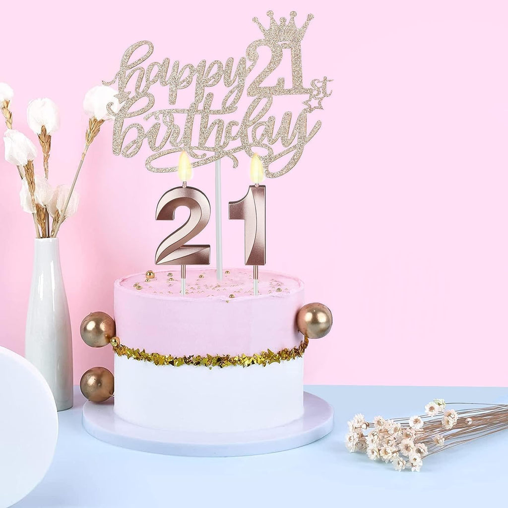 21st Birthday Decorations for Her, Including 21st Birthday Sash and Tiara, Cake Topper, Candles, 21 Year Old Gifts for Her