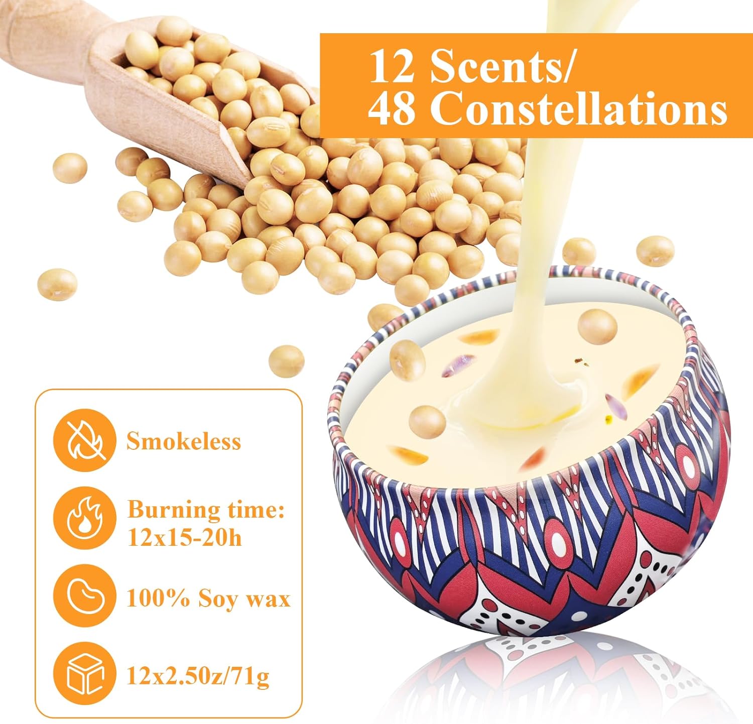 48 Pack Scented Candles Gift Set Long Lasting Soy Wax Aromatherapy Candles for Home Wedding Baby Shower Bridal Party Favors Christmas Birthday Gifts for Women