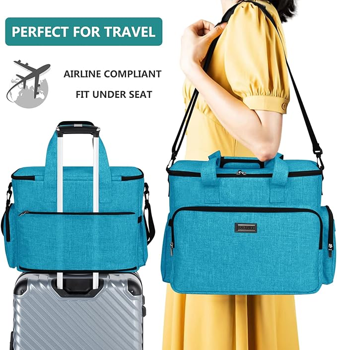 BAGLHER Dog Travel Bag, Pet Travel Bag (ALL Pet Travel Supplies), With 2 Pet Food Containers and 2 Collapsible Silicone Bowls; Essential Kits for Pet Travel Sky Blue-PawvioPets