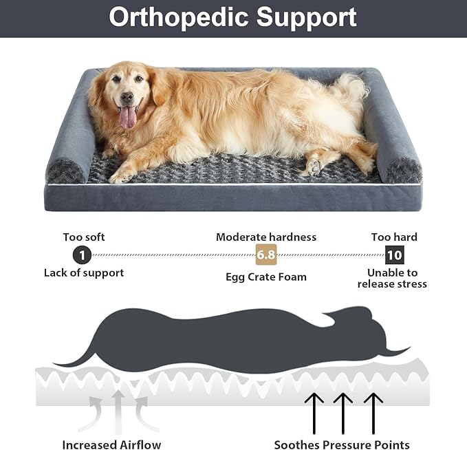 BFPETHOME Dog Beds for Large Dogs, Orthopedic Dog Bed for Medium Large Dogs,Big Waterproof Couch Pet Bed with Removable Washable Cover-PawvioPets