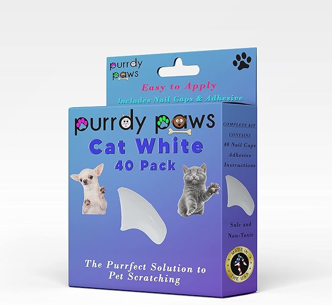 40 Pack Soft Nail Caps for Cat Claws White Medium-PawvioPets