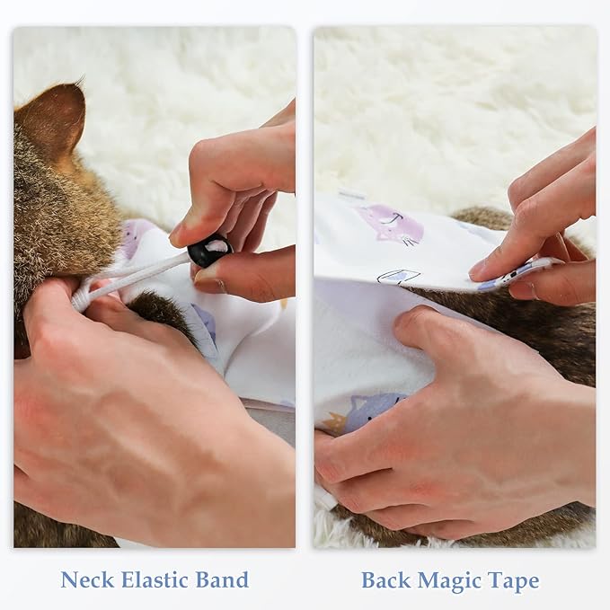 ANWA 2 Pack Cat Recovery Suit - Breathable Cat Onesie for Cats After Surgery Female, Kitten Surgery Recovery Suit Female Abdominal Wounds-PawvioPets