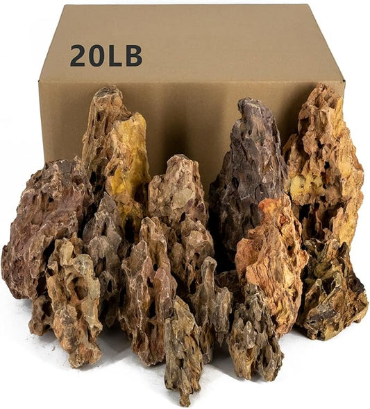 Dragon Rocks Aquarium Rock aquascaping Natural Stone Rocks Fish Tank Decor Rocks for Aquariums Landscaping Model Tank Decoration Aquarium Miniature -20Lb (2-8 inch)-PawvioPets