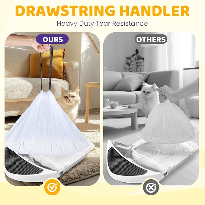 160 Count Cat Litter Box Liners with Drawstring Compatible with Litter-Robot 3/4 Heavy Duty Cat Litter Bags Waste Bags Replacement-PawvioPets