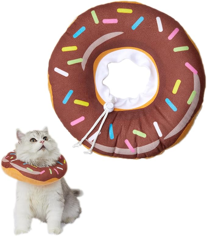 Amakunft Adjustable Cat Cone Collar Soft, Cat Recovery Collar, Cone for Cat After Surgery, Cat Neck Cone, Elizabethan Collar for Cat and Kitten (Donut M (Neck:6"-13"))-PawvioPets