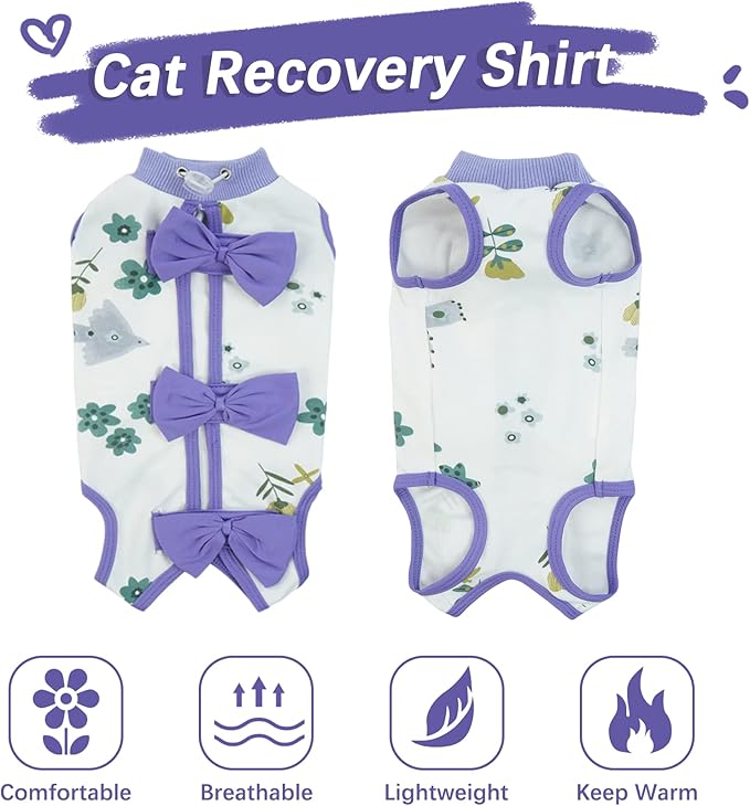DENTRUN Cat Surgery Recovery Suit Anti Licking Spay Snuggly Vest, Pet Surgical Recovery Shirt After Surgery for Male Female Cat Small Dog Cone E-Collar Alternative-PawvioPets