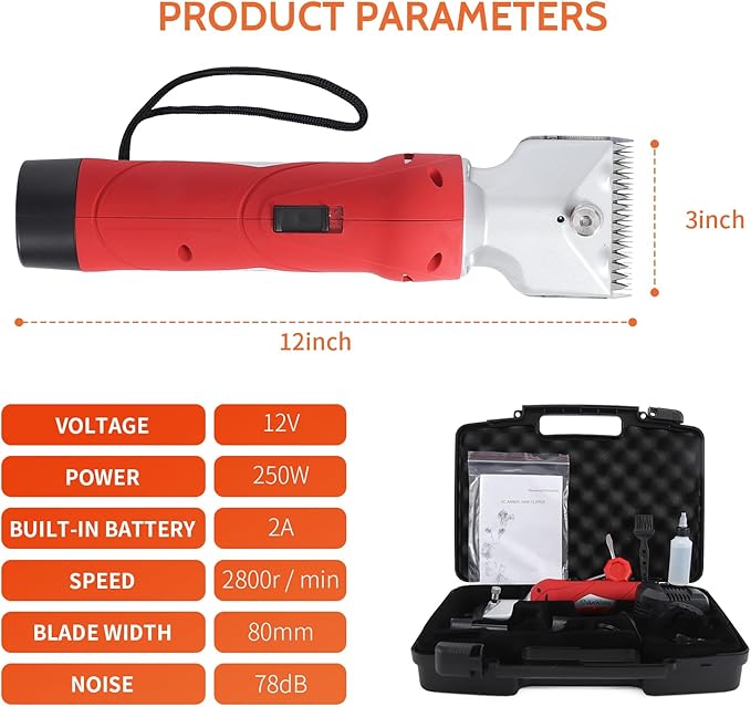 DUCKBOY Cordless Horse Clipper, Rechargeable Battery Powered Animals Shears Grooming Tools for Shaving Fur Wool Tool, Large Livestocks, Llamas, Cattle, Alpacas, Thick Coat Animals Trimmer-PawvioPets