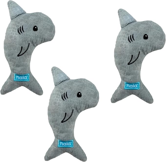 Caitec Presents Nala Cat Simon The Shark - Catnip Toy - Interactive Cat Toy - Chew Toy - Pillow Toy, 3 Pack-PawvioPets
