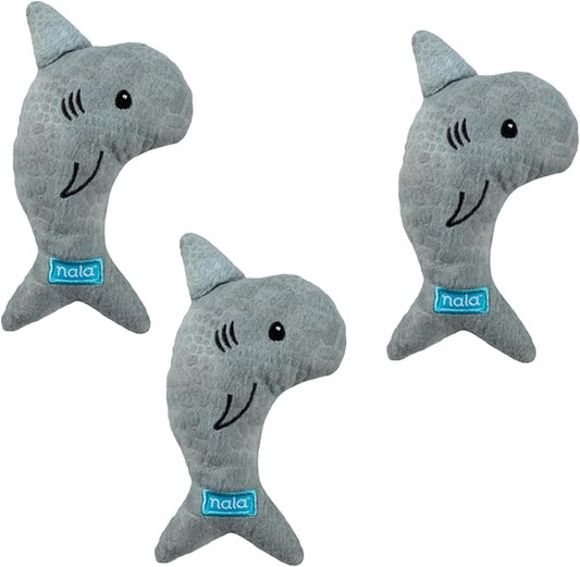 Caitec Presents Nala Cat Simon The Shark - Catnip Toy - Interactive Cat Toy - Chew Toy - Pillow Toy, 3 Pack-PawvioPets