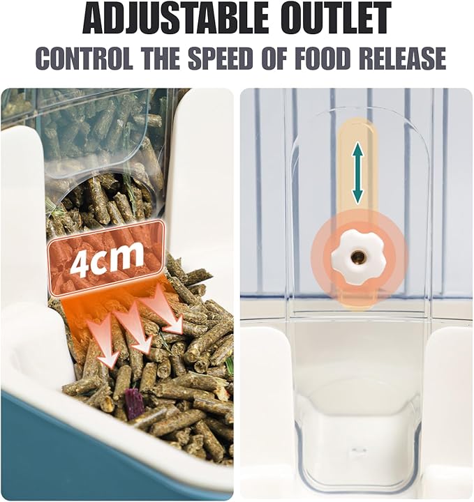 Automatic Pet Food Water Dispenser, Auto Gravity Pet Feeder Water Bottle Set for Crate, Feeding Station for Small Dog Cat Rabbit Guinea Pigs Chinchilla Ferret Hedgehog (Blue)-PawvioPets