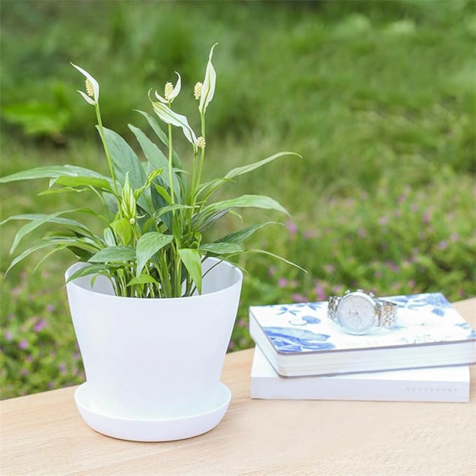 50 Pack 4 Inch Plant Pots Bulk Small Plastic Planters Pots with Drainage Holes Flower Pot for Succulent, Cactus, Herb, African Violet (50pcs-White, 4Inches)-PawvioPets