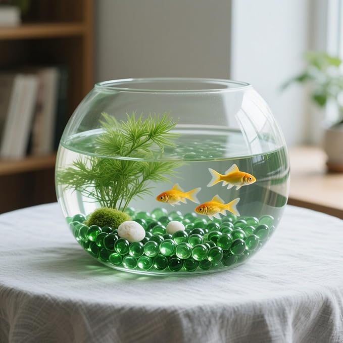 2.16LB Glass Beads Vase Filler Aquarium Gravel Decor Flat Glass Marbles Gems Pebbles Fish Tank Rocks Home Decorative Art Craft - Green-PawvioPets