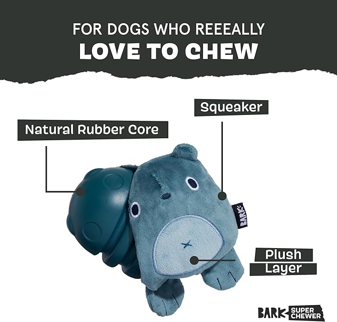 Barkbox Grey Bear Hugger Super Chewer 2-in-1 Plush Exterior Hard Core Plush Toy, Large Breeds-PawvioPets