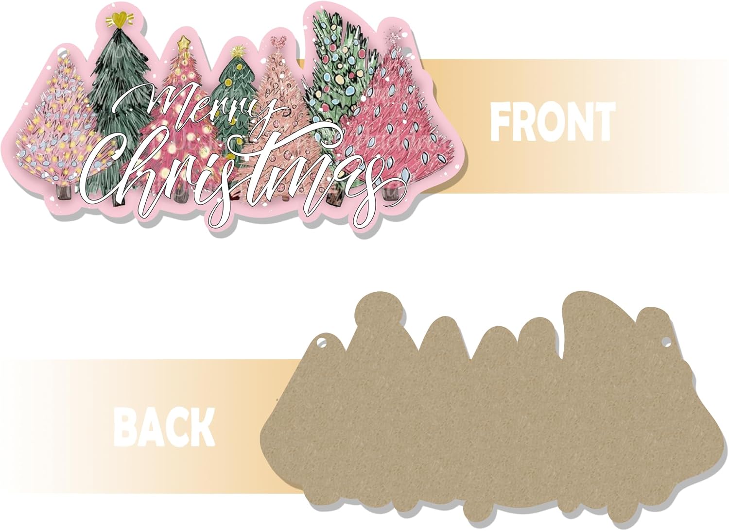 CGBHW Pink and Green Christmas Tree Wooden Sign, Merry Christmas Decoration Hanging Sign Wall Decor, Pink Christmas Holidays Theme for Home Office Girls College Dorm Door Decor 12 x 6 Inch