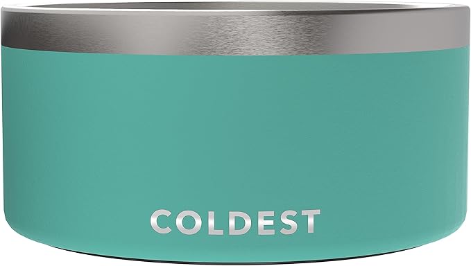 Coldest Dog Bowl - Anti Rust Metal, Non Slip, 3 Layers Insulated Stainless Steel Dog Bowls - Spill Proof & Heavy Duty - Water Bowl for Dogs, Cats & Pets, Dish Washer Safe (200 oz, Terraform Green)-PawvioPets