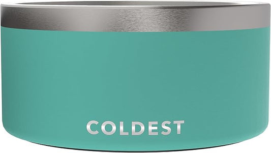 Coldest Dog Bowl - Anti Rust Metal, Non Slip, 3 Layers Insulated Stainless Steel Dog Bowls - Spill Proof & Heavy Duty - Water Bowl for Dogs, Cats & Pets, Dish Washer Safe (200 oz, Terraform Green)-PawvioPets