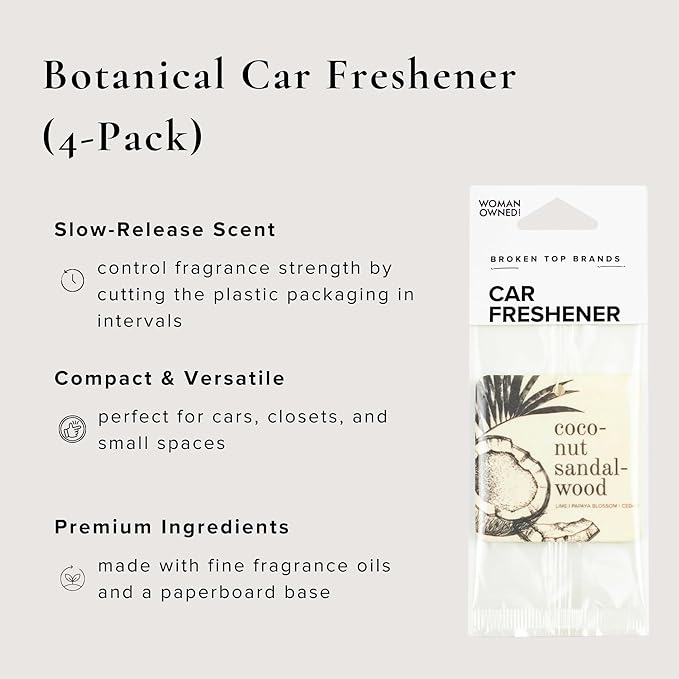 Coconut Sandalwood Car Air Freshener - 4 Pack-PawvioPets