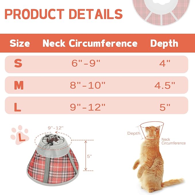 Cat Cone Collar Soft, Cat Recovery Collar for Large Medium Small Cats Kittens, Pet Cone Alternative After Surgery-PawvioPets