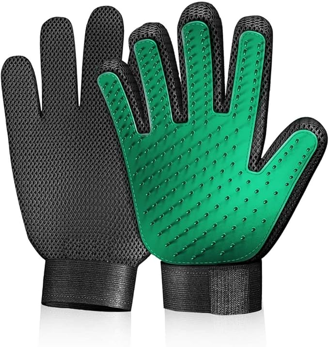 Gentle Deshedding Pet Grooming Mitt - Efficient Hair Remover Brush for Dogs, Cats, Horses with Long & Short Fur (1 Pair)-PawvioPets